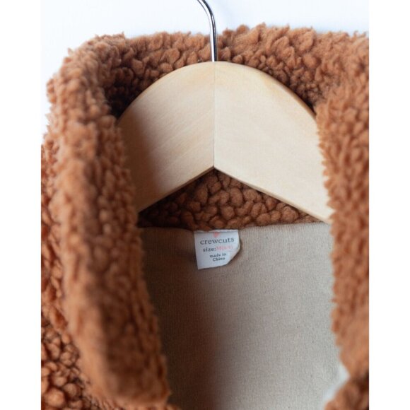 JCrew Crewcuts Girl's Size M 8-9 Shaggy Fleece Jacket Full Zip Brown - Picture 3 of 10